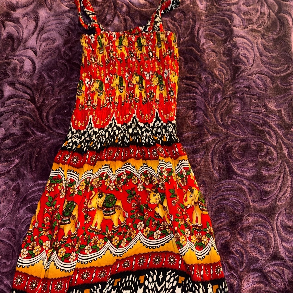 Colorful Elephant Print Maxi Skirt